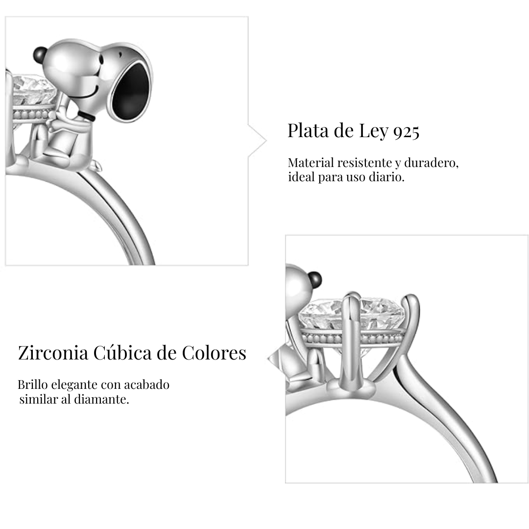 Anillo Snoopy de Plata de Ley 925